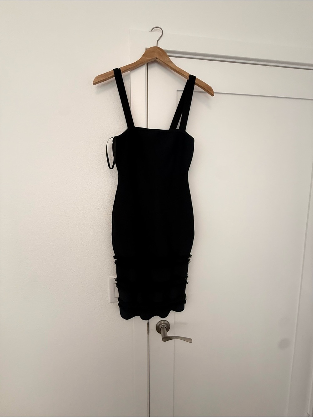 BCBGeneration Black Square-Neck Mini Dress with Strap Details